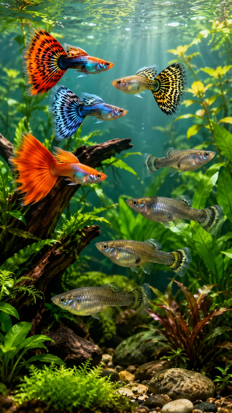 Male and Female Guppies