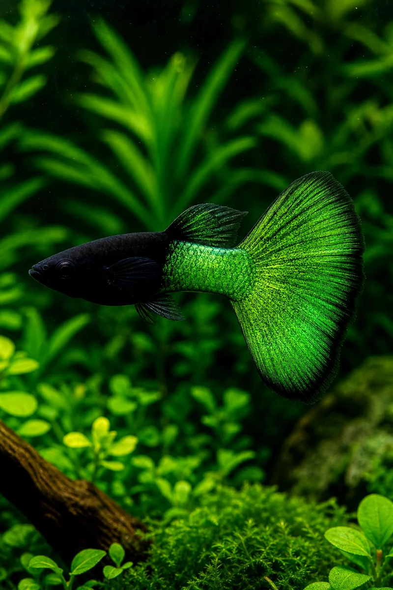 Half-Black-Green-Guppy