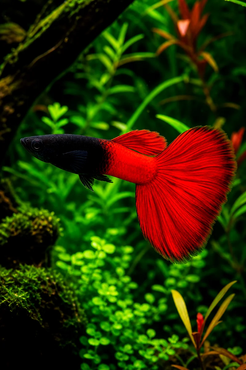 Half-Black-Red-Guppy